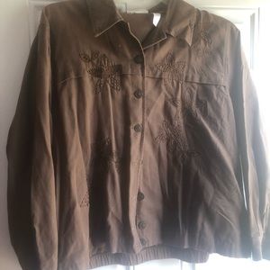 Alfred Dunner Brown Embroidered Jacket. 18W
